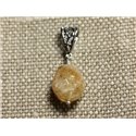 Collier Pendentif Pierre - Citrine Olive Facettée 18mm N5 