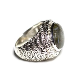n114 - Bague Argent 925 et Pierre - Labradorite Ovale 16x12mm  n114 - Bague Argent 925 et Pierre - Labradorite Ovale 16x12mm