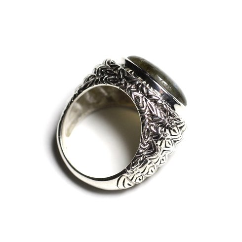 n114 - Bague Argent 925 et Pierre - Labradorite Ovale 16x12mm