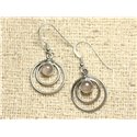 BO202 - Boucles d'Oreilles Argent 925 Cercles 19mm Quartz Rose 