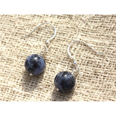 Boucles d'Oreilles Argent 925 - Sodalite 10mm 