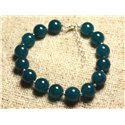 Bracelet Argent 925 et Pierre - Jade Bleu Vert 10mm 