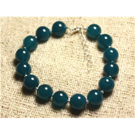 Armband 925 Silber und Stein - Blaugrüne Jade 10mm 