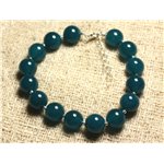 Bracelet Argent 925 et Pierre - Jade Bleu Vert 10mm 