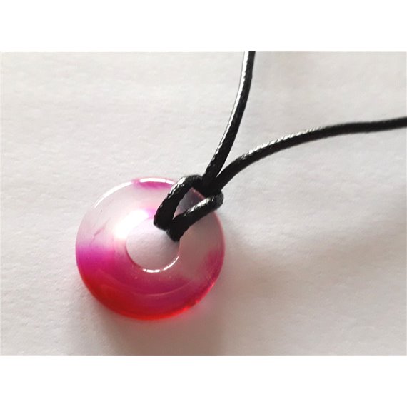 Collier Pendentif Pierre - Agate Rose Donut Pi 20mm