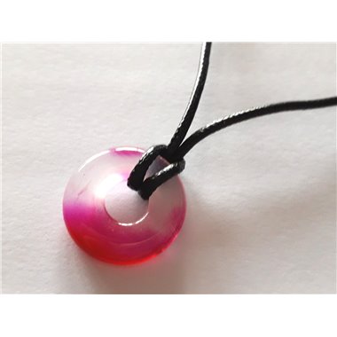 Collier Pendentif Pierre - Agate Rose Donut Pi 20mm