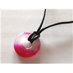 Collier Pendentif Pierre - Agate Rose Donut Pi 20mm