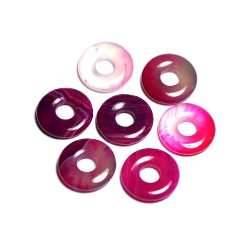 Collier Pendentif en Pierre - Agate Rose Donut Pi 20mm