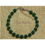 Bracelet Argent 925 et Pierre Semi Précieuse - Onyx Vert 