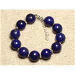 Bracelet Argent 925 et Pierre - Lapis Lazuli Boules 12mm 