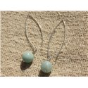 Boucles d'Oreilles Argent 925 - Amazonite 10mm 