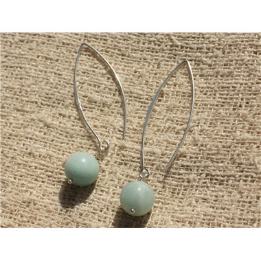 Boucles d'Oreilles Argent 925 - Amazonite 10mm 