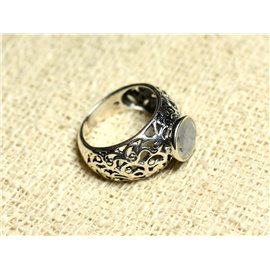 N112 - Bague Argent 925 Filigrane Arabesques - Pierre de Lune Rond Facetté 8mm  N112 - Bague Argent 925 Filigrane Arabesques - Pierre de Lune Rond Facetté 8mm