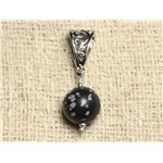 Pendentif Pierre semi précieuse - Obsidienne Flocon 12mm 