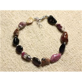 Bracelet 925 Silver and Stone - Multicolored Tourmaline 8-12mm 