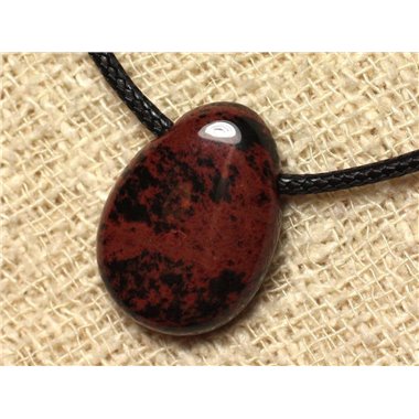 Collier Pendentif en Pierre - Obsidienne Mahogany Goutte 25mm