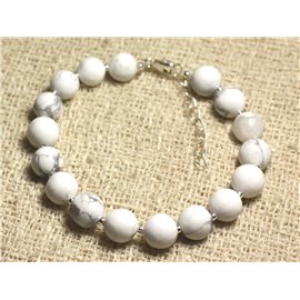 Armband Silber 925 und Halbedelstein - Howlite 8mm