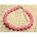 Bracelet Argent 925 et Pierre - Jade Rose 6mm 