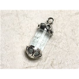 N1 - 925 Sterling Silver Pendant and Stone - Raw Aquamarine 30mm 