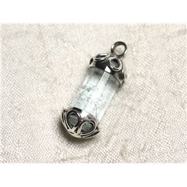 N1 - Pendente e pietra in argento sterling 925 - Acquamarina grezza 30 mm 