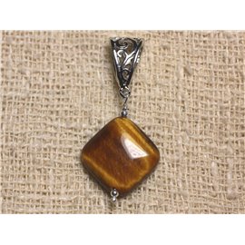 Semi precious stone pendant - Tiger Eye Diamond 19mm 