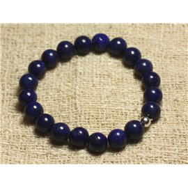 Sterling Silver Bracelet and 8mm Lapis Lazuli Stone Beads 