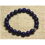 Bracelet Argent 925 et Perles de Pierre Lapis Lazuli 8mm 