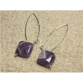 Boucles d'Oreilles Argent 925 - Améthyste Losanges 19x16mm 
