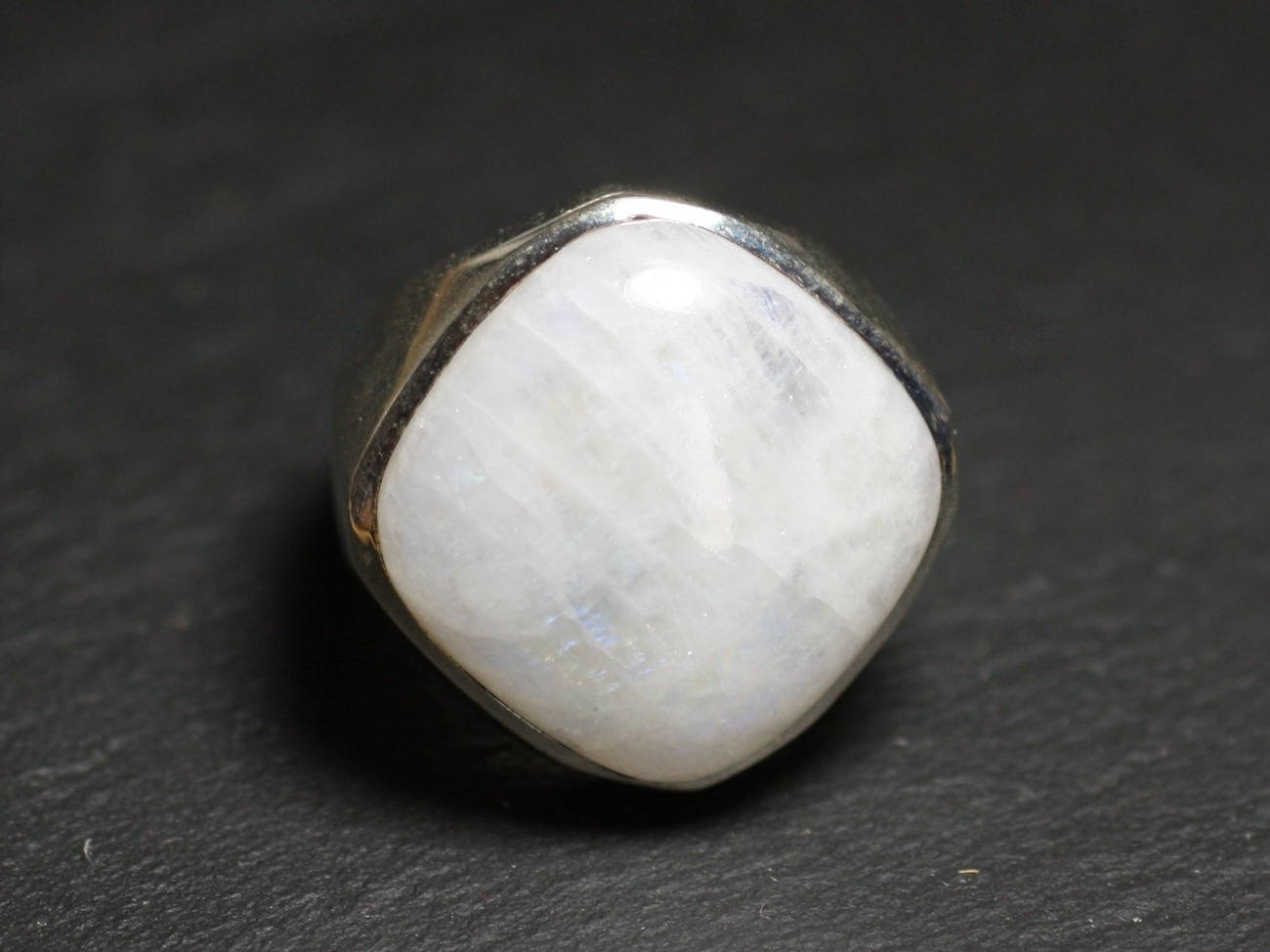 N223 - Bague Argent 925 et Pierre - Pierre de Lune Losange 23mm 