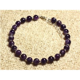 Bracelet 925 Silver and Stone - Amethyst chevron 6mm