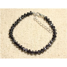 Bracciale in argento 925 e pietra - rondelle sfaccettate in ematite 6mm 