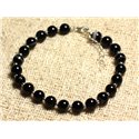 Bracelet Argent 925 et Pierre - Agate Noire 6mm