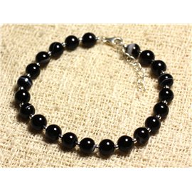 Bracelet Silver 925 and Stone - Black Agate 6mm
