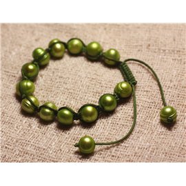 Shamballa Armband Groen Gekweekte Parels 8-10mm