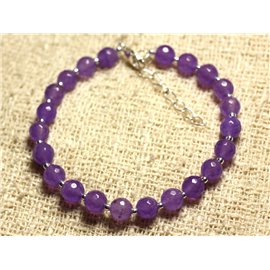 Bracciale in Argento 925 e Pietra - Giada Viola Sfaccettata 6mm 