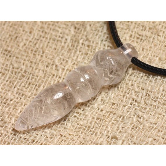 Pendentif Pendule Egyptien Thot en Pierre - Cristal de Roche Quartz 46mm 