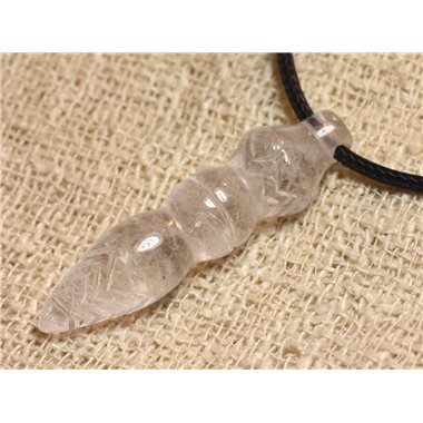 Pendentif Pendule Egyptien Thot en Pierre - Cristal de Roche Quartz 46mm 