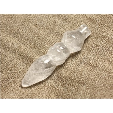 Pendentif Pendule Egyptien Thot en Pierre - Cristal de Roche Quartz 46mm 