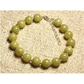 Bracciale Argento 925 e pietra semipreziosa - Giada Limone 8mm