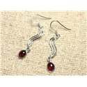 BO214 - Boucles d'Oreilles Argent 925 Rivière 35mm Grenat 