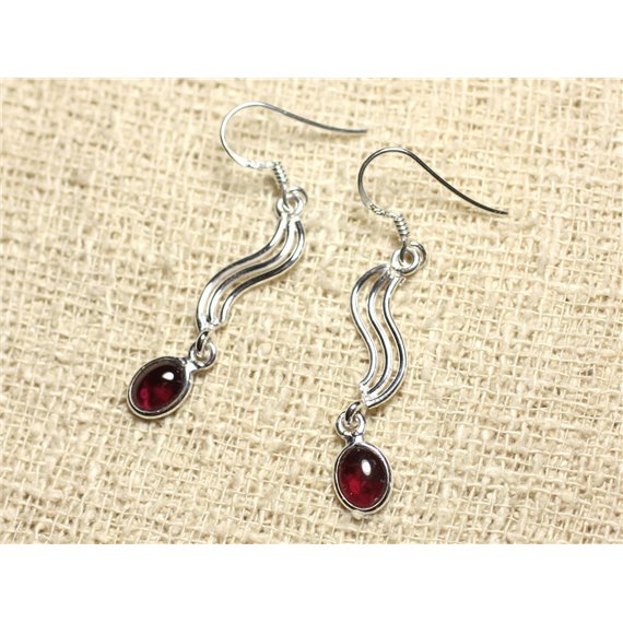 BO214 - Boucles d'Oreilles Argent 925 Rivière 35mm Grenat 