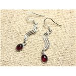 BO214 - Boucles d'Oreilles Argent 925 Rivière 35mm Grenat 