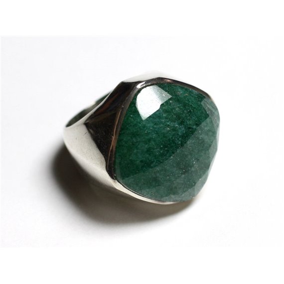 N223 - Bague Argent 925 et Pierre - Aventurine Losange Facetté 23mm 