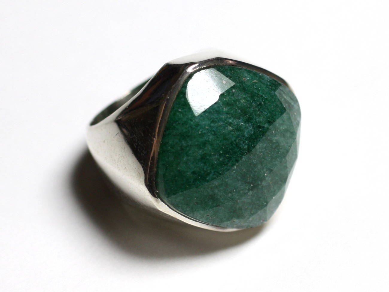 N223 - Bague Argent 925 et Pierre - Aventurine Losange Facetté 23mm 