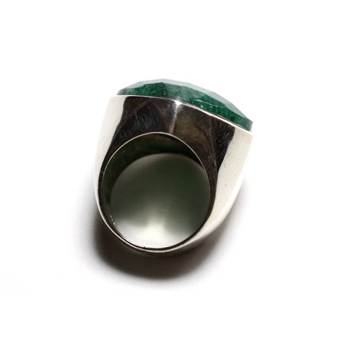 N223 - Bague Argent 925 et Pierre - Aventurine Losange Facetté 23mm 