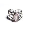 N224 - Bague Argent 925 et Pierre - Quartz Rose Ovale Facetté 9x7mm 