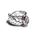 N224 - Bague Argent 925 et Pierre - Quartz Rose Ovale Facetté 9x7mm 