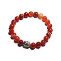 Bracelet Bouddha et Pierre semi précieuse - Agate rouge orange 