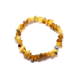 Bracciale in pietra d'ambra naturale 4-8 mm e perla d'argento 