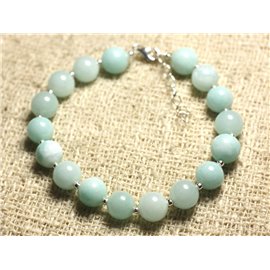 Bracelet 925 Silver and Stone - Turquoise Blue Jade 8mm 